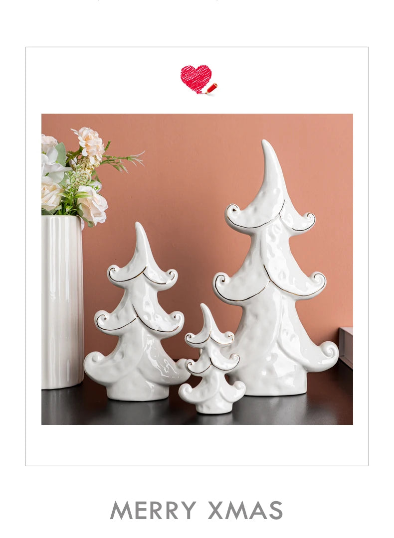 Nordic Style Ceramic Tree Figurines Christmas Decorations