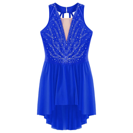Girls Rhinestone Modern Contemporary Dance Ballet Dress Leotard Costume