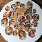Vintage Christmas RUB ON Transfer Sticker Pack Junk Journal DIY Scrapbooking