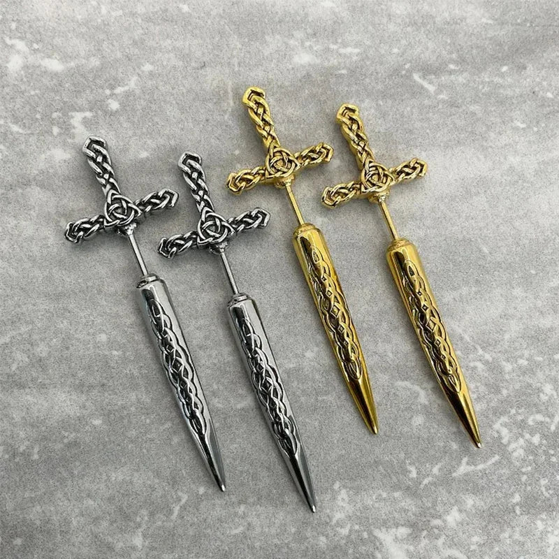 Steel Sword Medieval Gothic Piercing Stud Earring