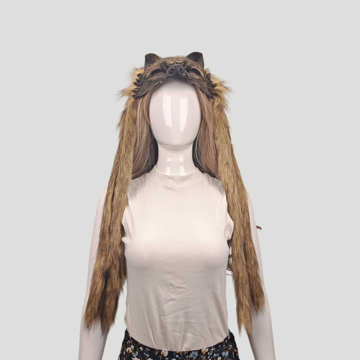Unisex Viking Faux Fur Headdresses and Wolf Head Masks