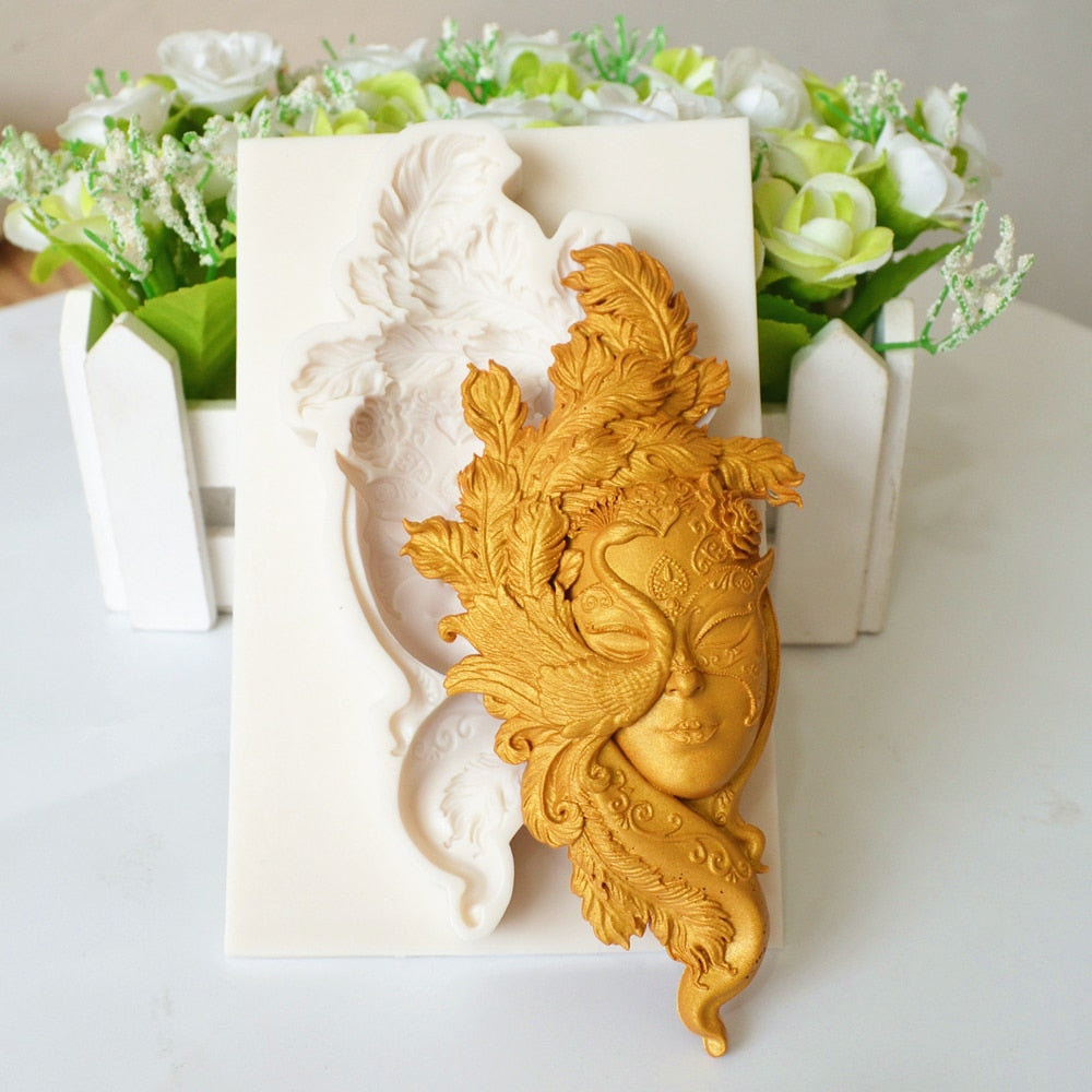 Silicone Mould Feather Mask Decoration DIY Tools For Baking Clay Resin Plaster Moulds