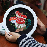 DIY Mushroom Embroidery Kit with Hoop Beginner Needlework Set