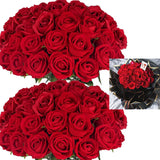 50 Pcs Velvet Roses Artificial Flowers Real Touch Fake Roses Valentine's DIY Wedding Bouquet Home Decor