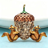 Squirrels And Acorn Brooch