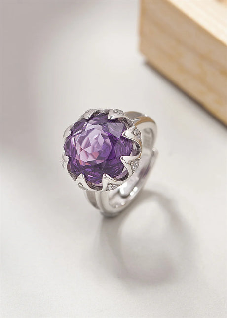 Nymphaea's Jewel S925 Sterling Silver Ring Natural Amethyst Morganite Zircon