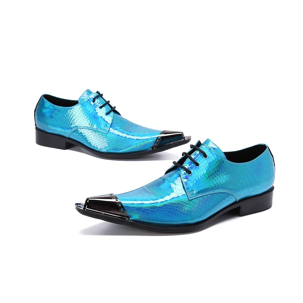 Crystal Blue Waters Real Leather Mens Oxford Pointed Toe Dress Shoes