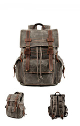 Indiana's Vintage Leather Canvas Backpack