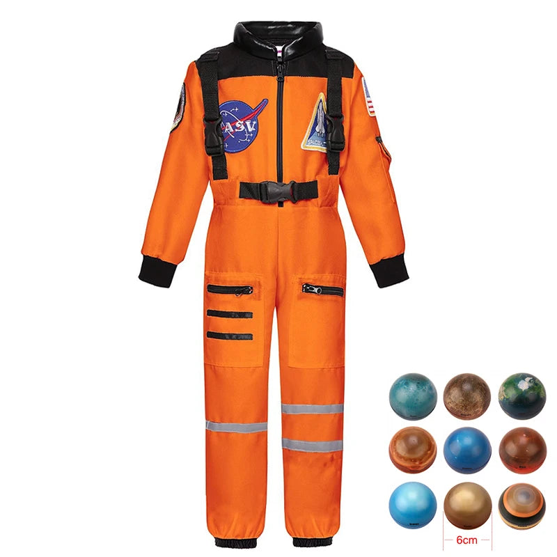 Kids Astronaut Costume Space Suit Halloween Cosplay Space Explorer Performance Book Week Costumes Children's Jumpsuit Spaceman Boys Girls
