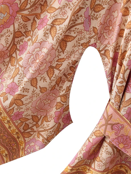 Penny's Boho Floral Print Short Kimono Robe
