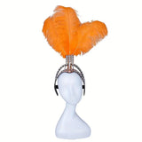 Rhinestone Feather Carnival Headpiece Stage Performances Mardi Gras Festival Wear