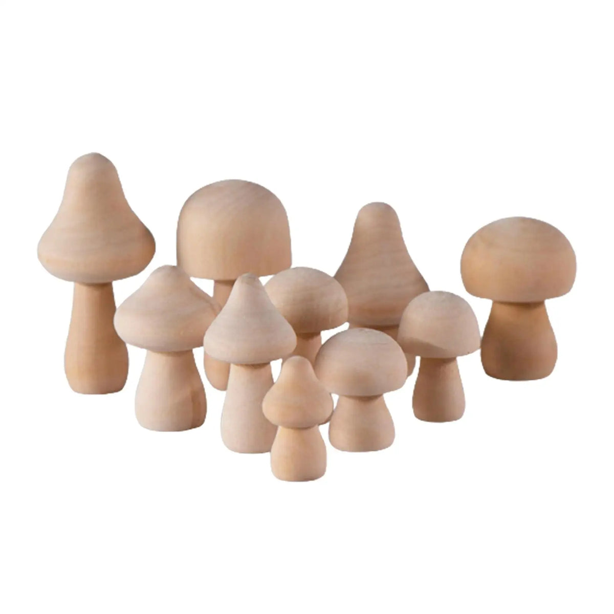 Ten Unfinished Wooden Mushrooms DIY Craft Paint