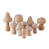 Ten Unfinished Wooden Mushrooms DIY Craft Paint