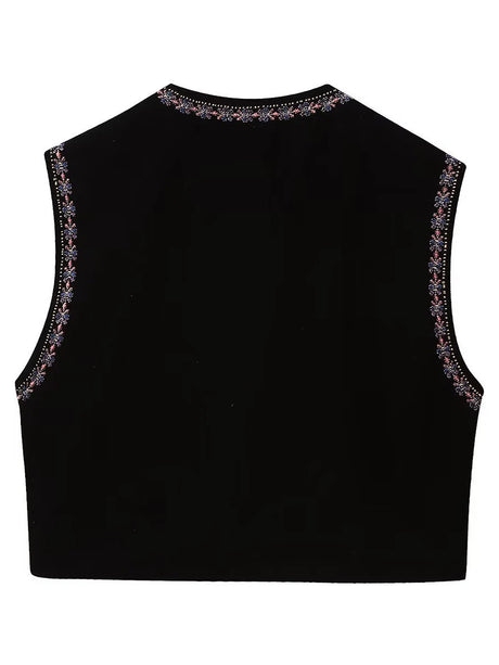 Janet's Floral Embroidered Velvet Vest Waistcoat