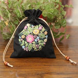 DIY Storage Drawstring Bag Embroidery Kit with Hoop DIY Craft Kits