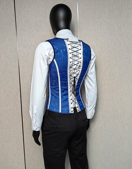 Men's Formal Boned Waistcoat Corset Vest Lace Up Burlesque Performance Stage Costume