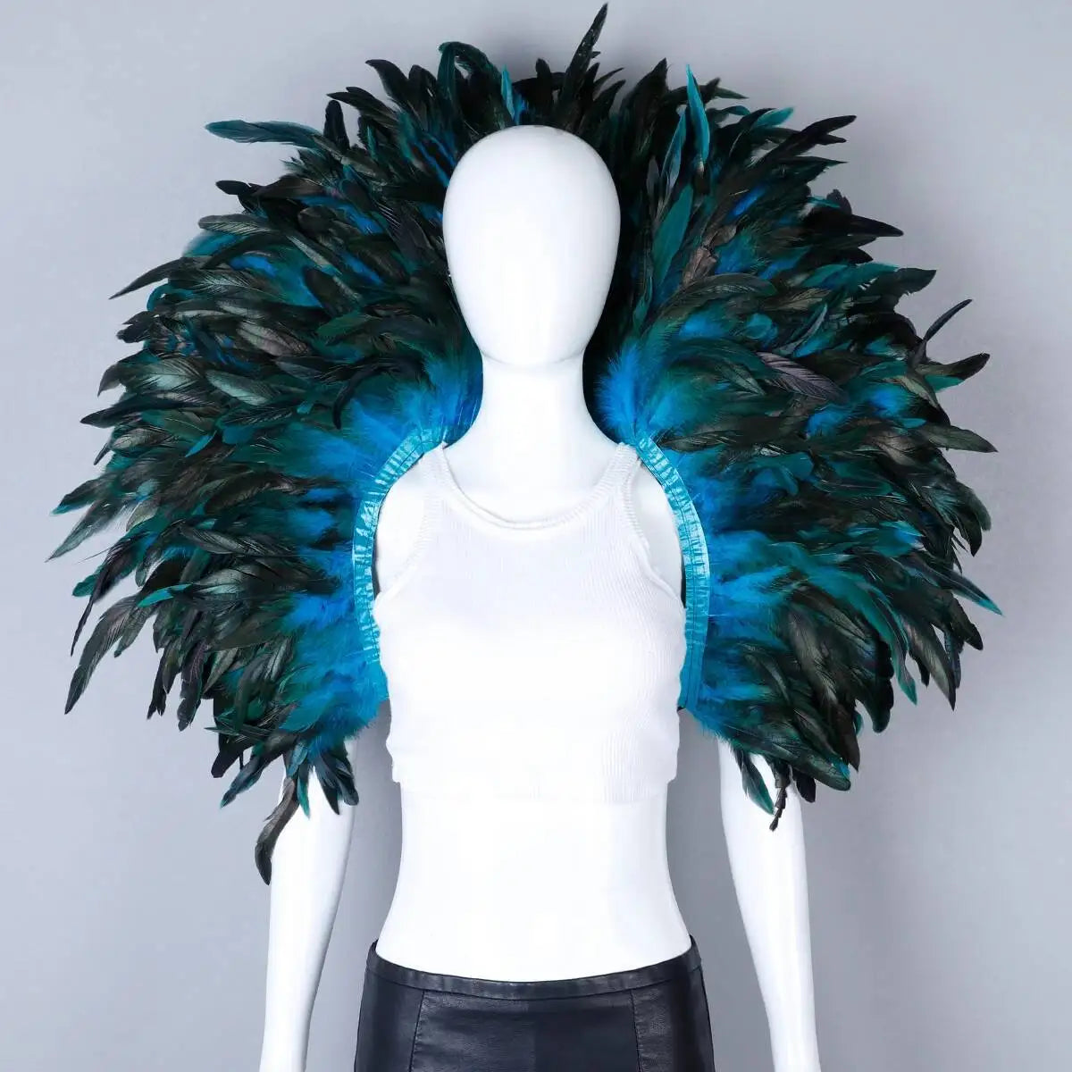 Rainbow Carnival Feather Cape Collar Shrug Mardi Gras Festival Wear