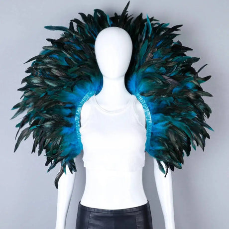 Rainbow Carnival Feather Cape Collar Shrug Mardi Gras Festival Wear
