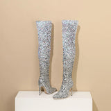 Galaxy Thigh High Boots Gradient Sequin Stretch Boots 11CM Heels