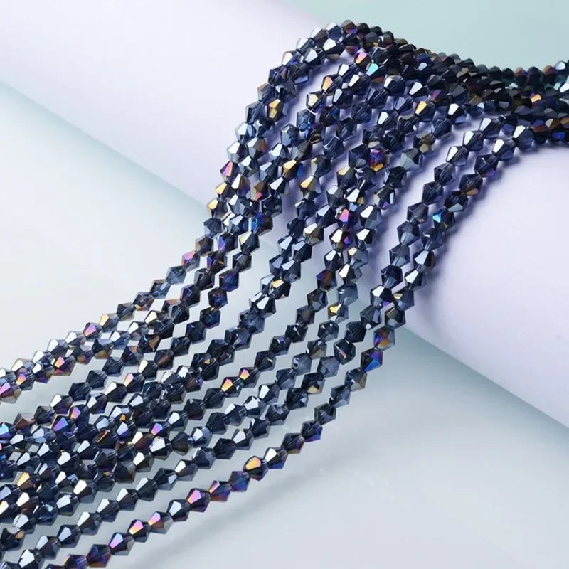 3/4/6mm Rainbow Austria Bicone Crystal Beads AB Colour Faceted Glass Beads for DIY Jewellery Making