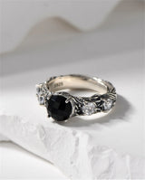 Eternal Night Forest S925 Sterling Silver Ring Agate Zircon