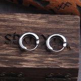 Viking Rivet Stainless Steel Huggie Hoop Earrings for Men with Wooden Box