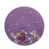 Margie's Flower Diamonte Winter Autumn Beret 10 Colours