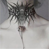 Dark Gothic Thorns Neck Temporary Tattoo