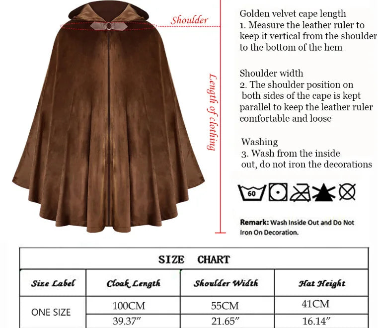 Short Medieval Velvet Capelet Hooded Cloak Renaissance Cape