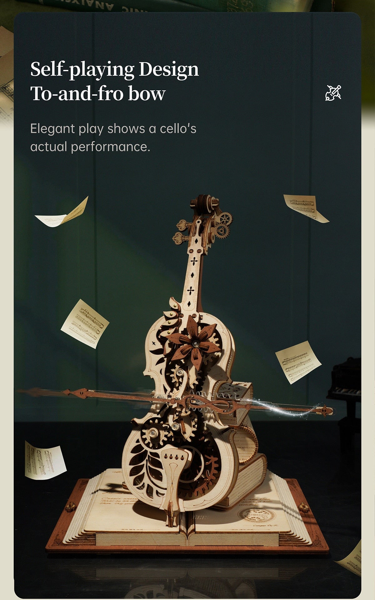 Magic Cello Music Box DIY Wooden Model Kit