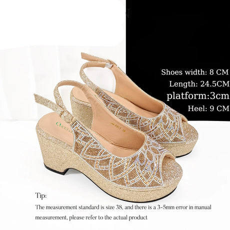 Patty's Peep Toe Shoes and Matching Bag Comfortable Party Shoes Platform Flats