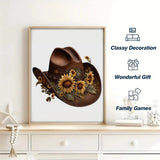Sunflower Cowboy Hat Wooden Jigsaw Puzzle Irregular Animal Shaped Pieces