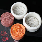 Round Peony Silicone Soap Moulds DIY Candle Resin Chocolate Ice Soap Making Tool