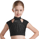 Girls Dance Crop Tops Figure Skating Modern Dance Gymnastics Stage Performance