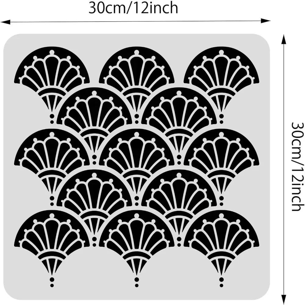 12x12inch Plastic Large Art Deco Fish Scale Stencil