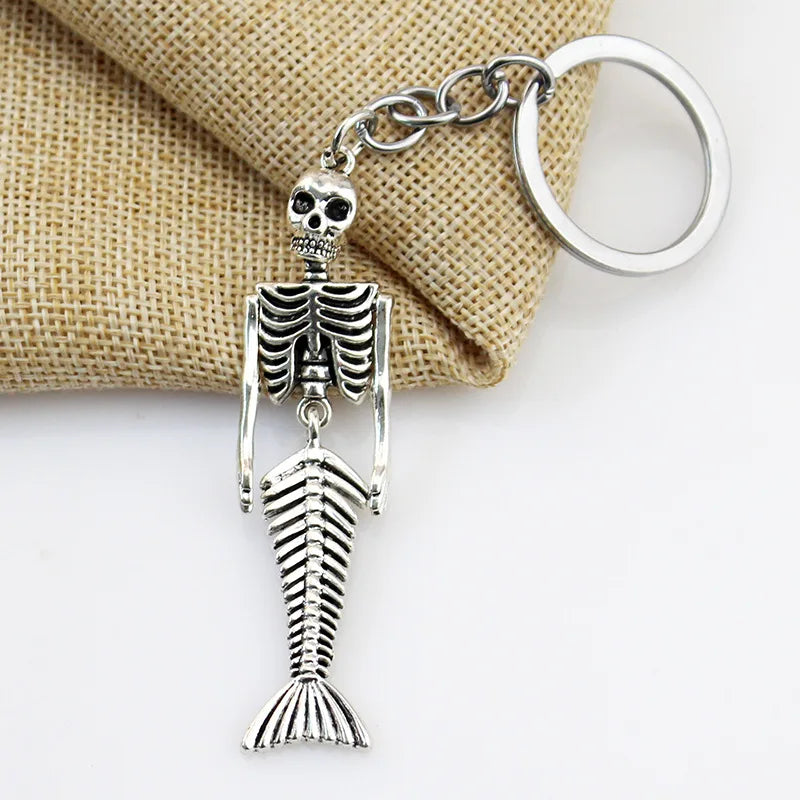 Mermaid Skeleton Halloween Jewellery Necklace, Earrings, Keychain