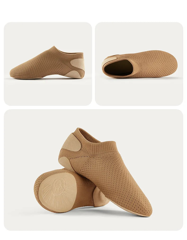 Dance Practice Shoes Latin Ballroom Jazz Tango Ballet Training Teaching Knitted Flat Shoes