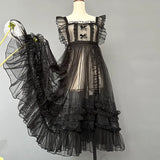 Sweet Lolita Aprons Sheer Mesh Ruffled Lace Over Layer