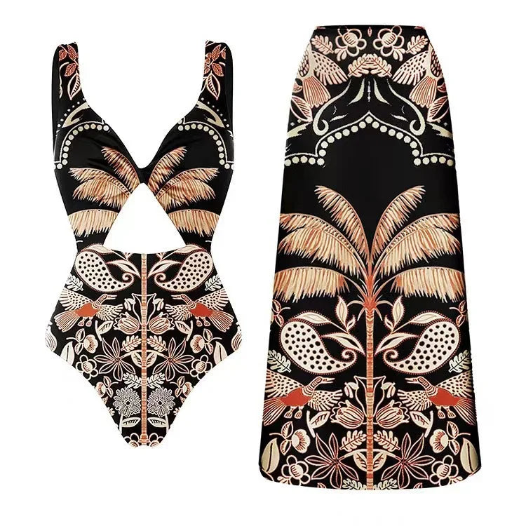 Island Graphic Summer Swimsuits Cover Up Pants Skirts Swimwear