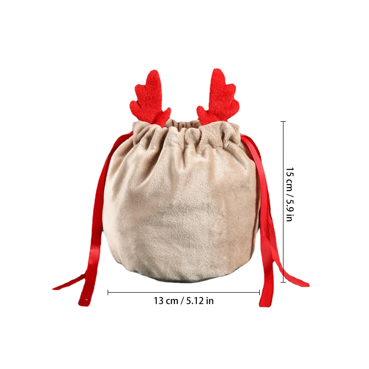 5/10 Christmas Reindeer Drawstring Candy Gift Bags Reusable