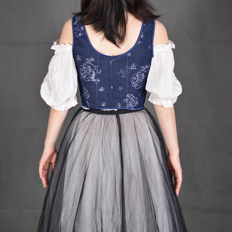 Blue Rose French Renaissance Corset Tops Lace-up Overbust Corset