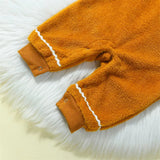 Gingerbread Man Baby Christmas Fuzzy Jumpsuit Hooded Romper