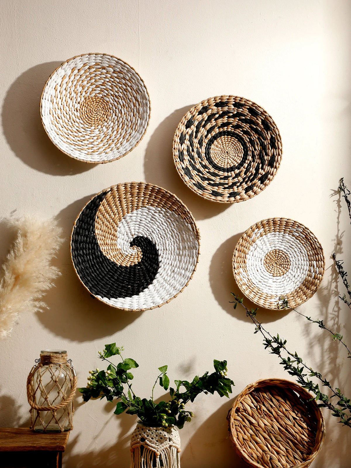 Seagrass Wall Basket Boho Home Decoration Handmade Natural Wall Art