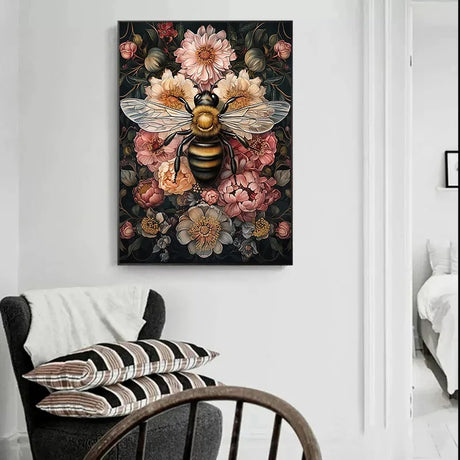 Wild Flower Bumblebee Canvas Prints Dark Academia Wall Art