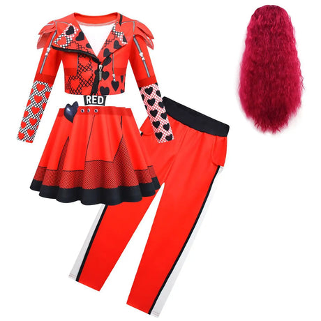 Descendants Red Costumes Girl Halloween Costumes The Rise of Red Cosplay Dress  3-12Y