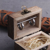 Loop Stainless Steel Huggie Hoop Earrings for Men with Wooden Box