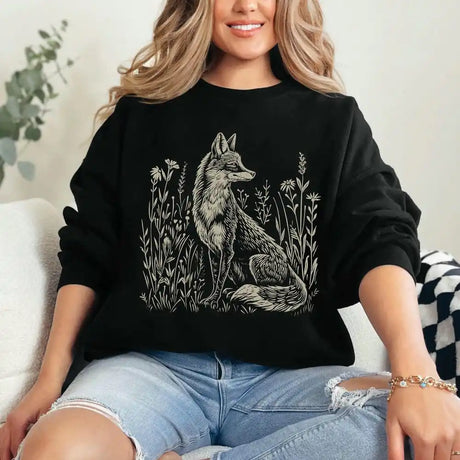 Wildflower Fox Sweatshirt Cottagecore Sweater