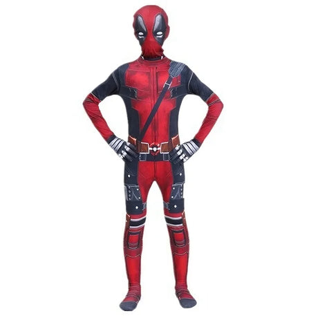 Deadpool Costume Kids Superhero Child Cosplay Halloween Costume Swords Kids Jumpsuit