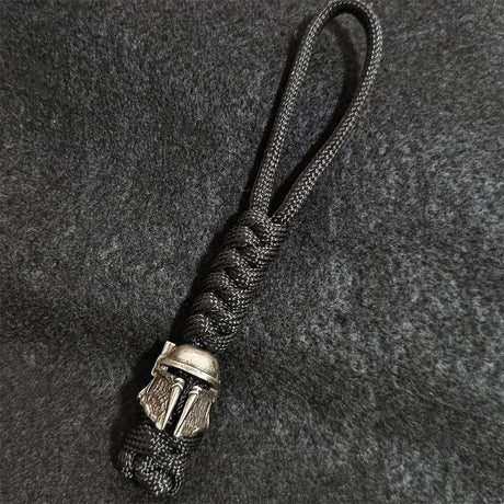 Brass Spartan Warrior Helmet Paracord Beads Lanyard Dreadlock Beard Bead