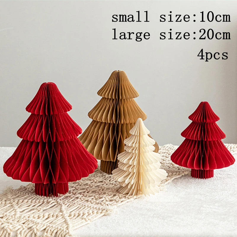 Christmas Paper Honeycomb Decorations Ball Folding Christmas Tree Table 3D Ornaments